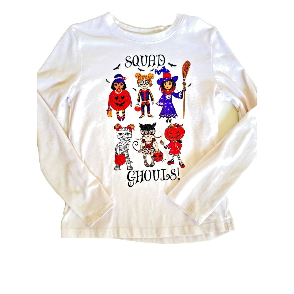 Halloween Shirt for Girls Size 7-8, Squad Ghouls, Trick or Treat Halloween Party